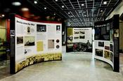 Photo of the "Missouri and the Great War" exhibit, a photo and text display about Missouri's role in World War I. 
